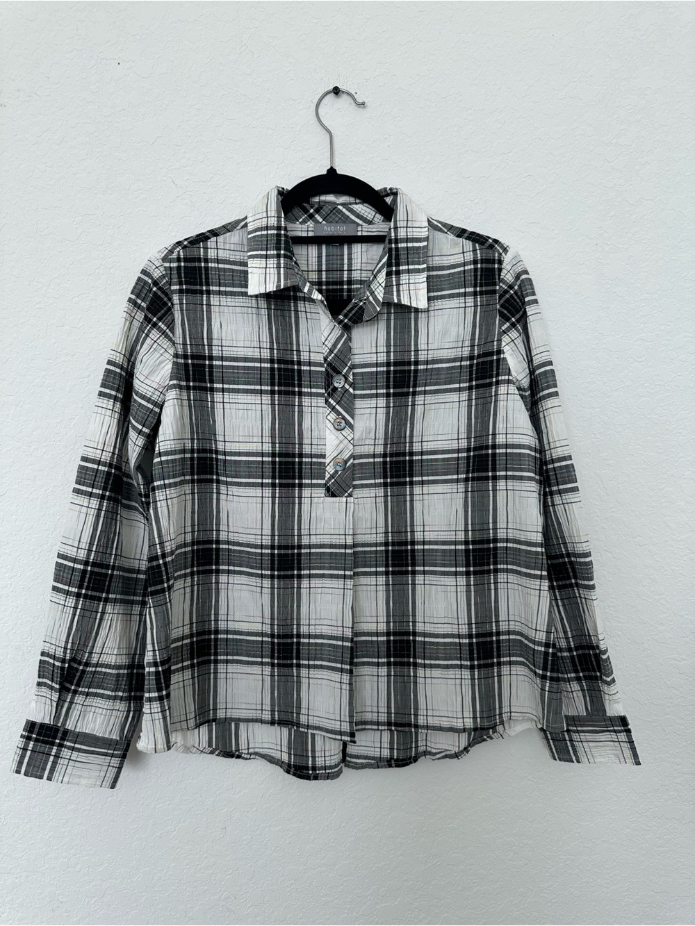 Habitat Black and White Plaid Button-Front Women's Shirt
